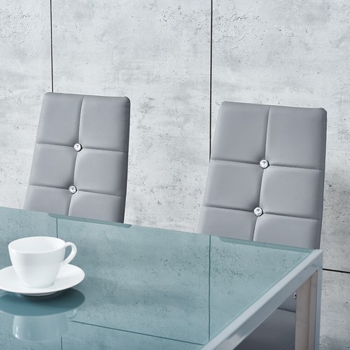 Grey glass dining table - glass,