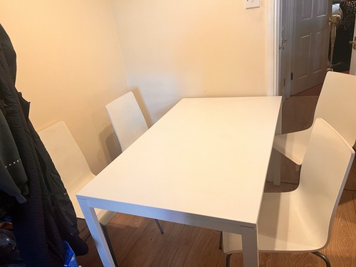 White table and - 4, chairs