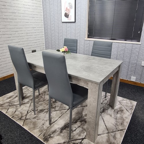 Grey dining table - and, chairs