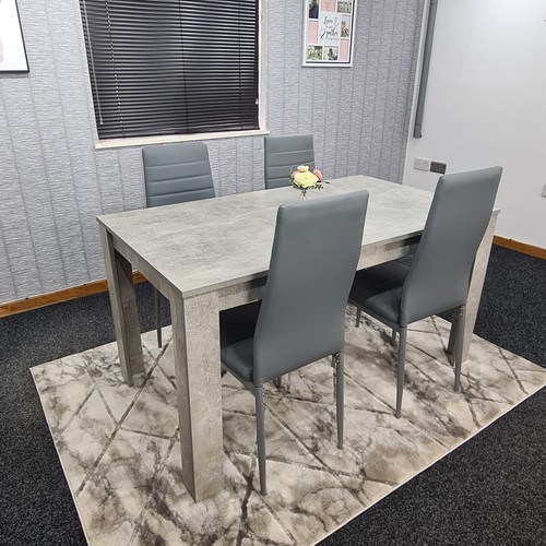 Grey dining table and chairs - 4,